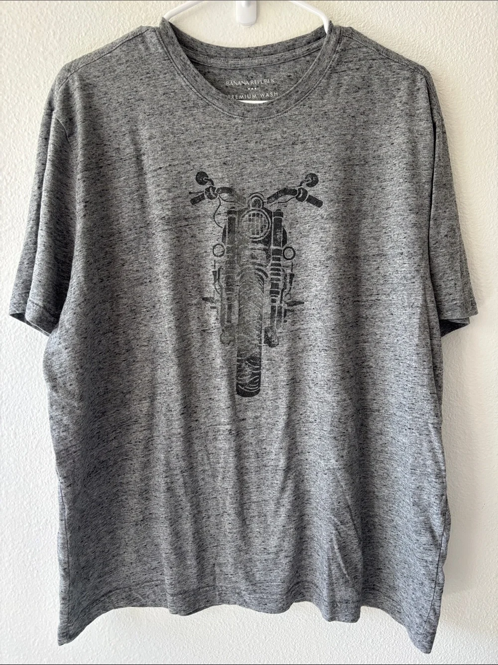 Banana Republic Gray Heather Motorcycle Graphic Crew Tee